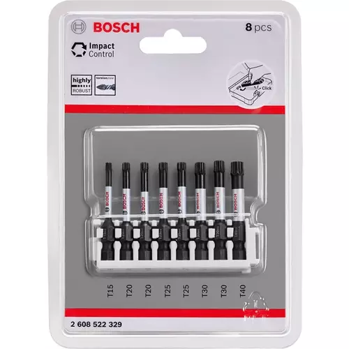 BOSCH Bit PRO Torx Impact, T15, T20 (x2), T25 (x2), T30 (x2), T40, 55 mm, 8 ks (16)