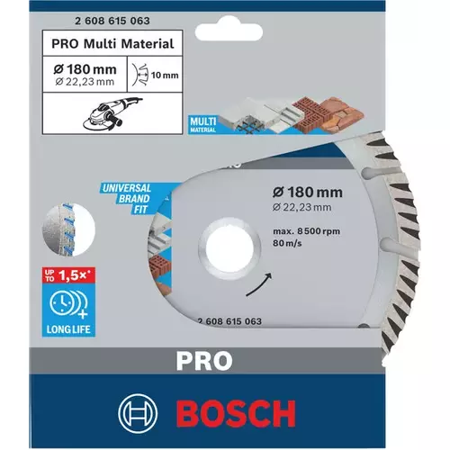 BOSCH Diamantový kotúč PRO Multi Material, 180 x 22,23 mm (4)