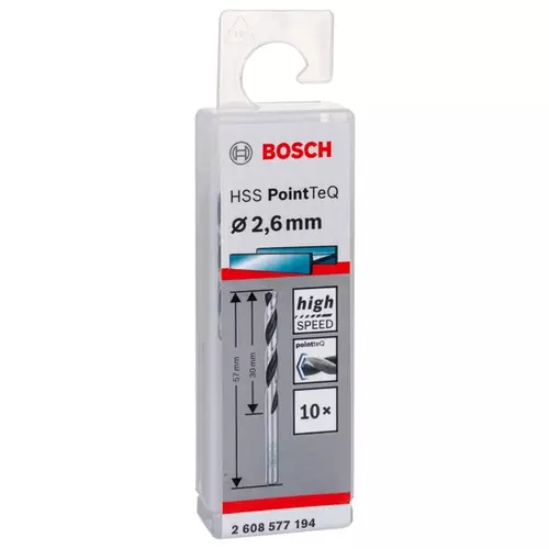 BOSCH Skrutkovitý vrták HSS PointTeQ 2,6 mm