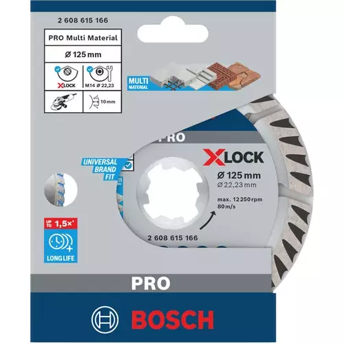 BOSCH Diamantový kotúč PRO Multi Material X-Lock, 125 x 22,23 mm, 22,23 mm (4)