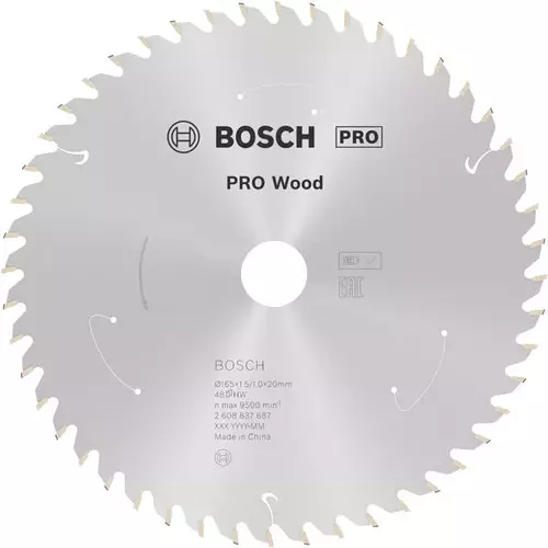 BOSCH Kotúč PRO Wood cordless na drevo pre akumulátorové okružné píly, 165 x 1,5 x 20 mm (6)