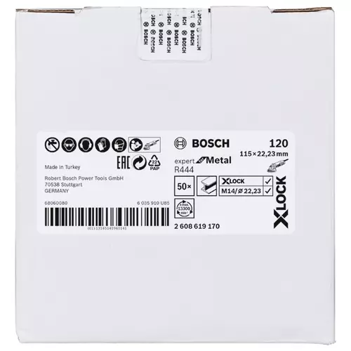 BOSCH Fibrové brúsne kotúče X-LOCK, Ø115 mm, G 120, R444, Expert for Metal, 1 ks (2)