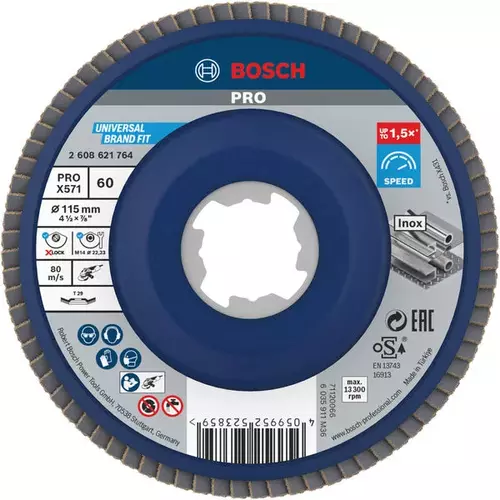 BOSCH Lamelový brúsny kotúč PRO X571, 115 mm, G60, X-LOCK