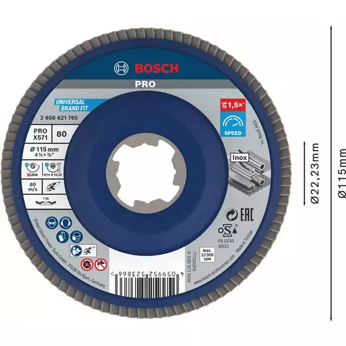 BOSCH Lamelový brúsny kotúč PRO X571, 115 mm, G80, X-LOCK (3)