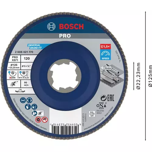 BOSCH Lamelový brúsny kotúč PRO X571, 125 mm, G120, X-LOCK (3)