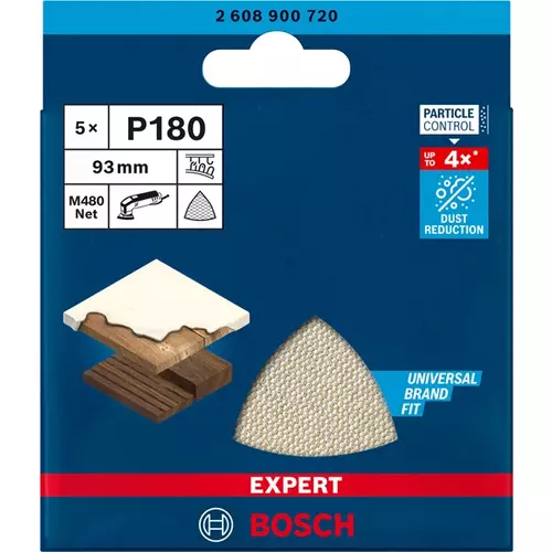 BOSCH Brúsny papier EXPERT M480 pre trojuholníkové brúsky, 93 mm, zrnitosť 180, 5 ks (3)