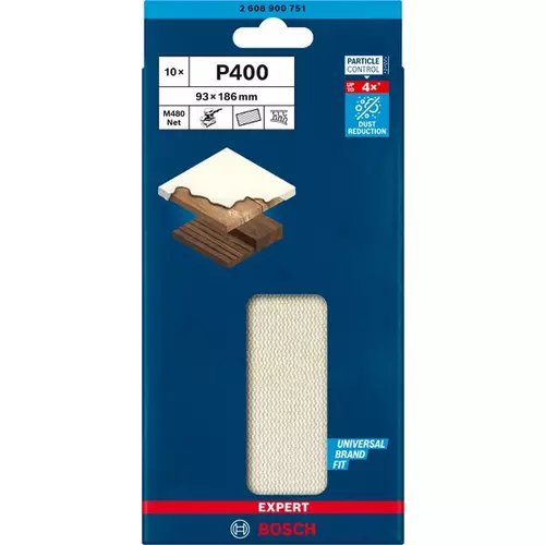 BOSCH Brúsny papier EXPERT M480 pre orbitálne brúsky, 93 x 186 mm, zrnitosť 400, 10 ks (3)