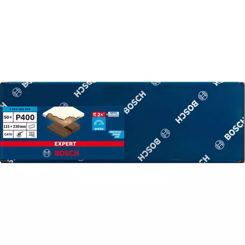 BOSCH Brúsny papier EXPERT C470 so 14 otvormi pre orbitálne brúsky 115 x 230 mm, zrnitosť 400, 50 ks (3)