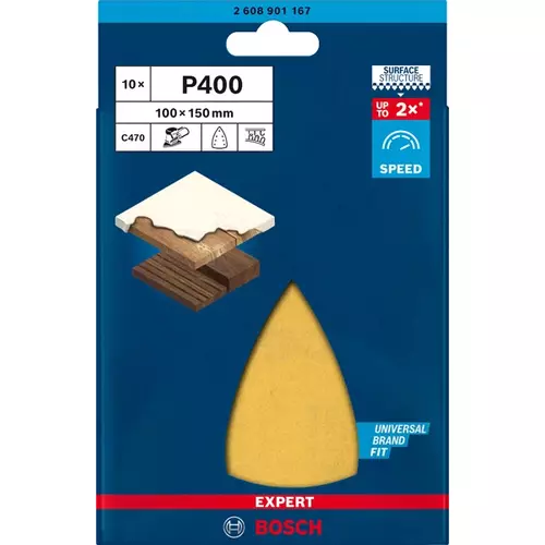 BOSCH Brúsny papier EXPERT C470 so 7 otvormi pre viacúčelové brúsky 100 x 150 mm, zrnitosť 400, 10 ks (3)