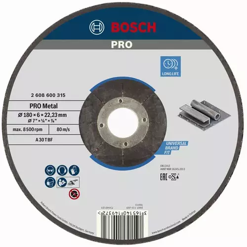 BOSCH Brúsny kotúč PRO Metal, 180 × 6 × 22,23 mm, oSa (4)