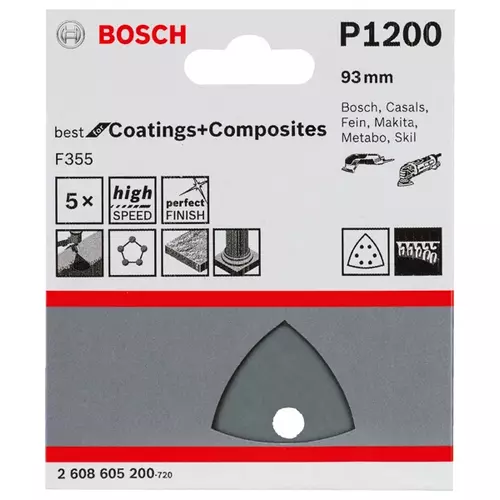 BOSCH Brúsny papier PRO F355, 93 mm, G1200, 5 ks (21)