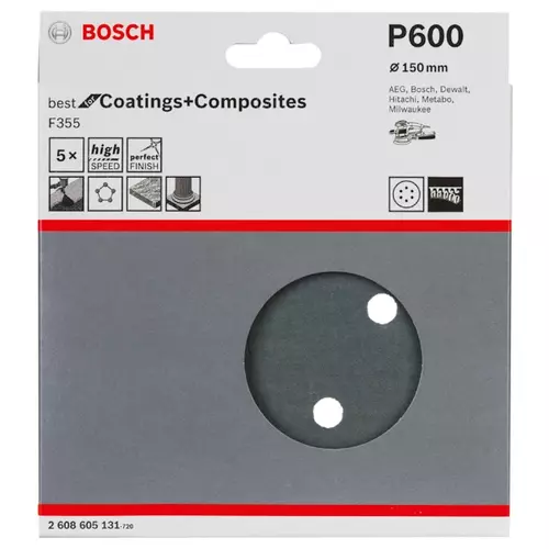 BOSCH Brúsny kotúč PRO F355, 150 mm, G600, 5 ks (20)