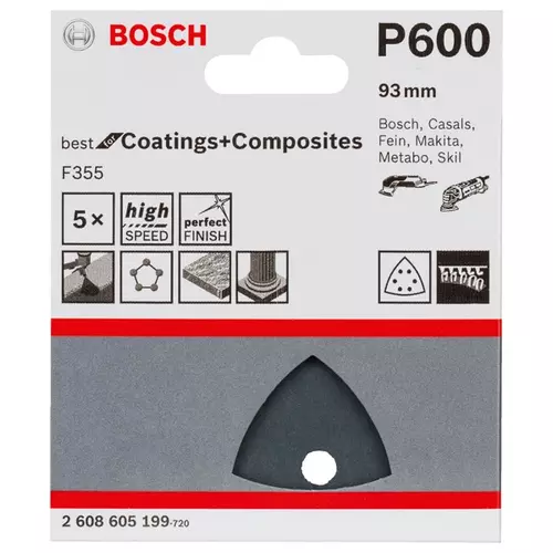 BOSCH Brúsny papier PRO F355, 93 mm, G600, 5 ks (21)