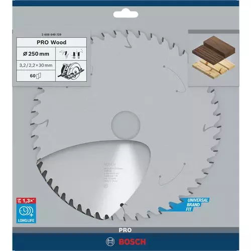 BOSCH Kotúč PRO Wood na drevo pre okružné píly, 250 x 3,2 x 30 mm (4)