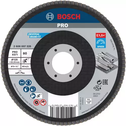 BOSCH Lamelový brúsny kotúč PRO X571, 125 mm, G80