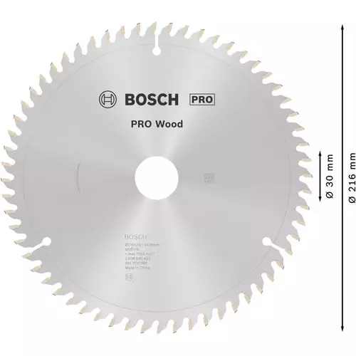 BOSCH Kotúč PRO Wood na drevo pre okružné píly, 216 x 2 x 30 mm (5)