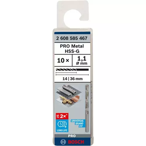 BOSCH Špirálový vrták PRE Metal HSS-G štandardnej dĺžky, 1,1 × 14 × 36 mm, 10 ks (3)