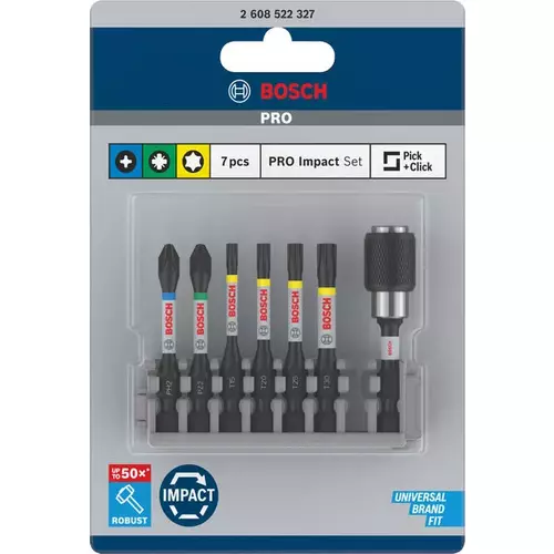 BOSCH Sada PRO Impact Set s držiakom bitov Quick Change a Pick and Click balením, PH2, PZ2, T15, T20, T25, T30, QC BH, 50 mm, 8 ks (3)