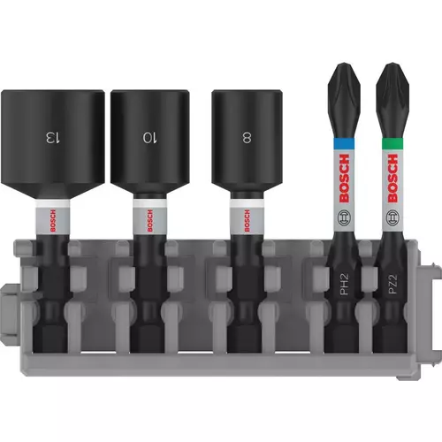 BOSCH Sada PRO Impact Set s maticovými nadstavcami a Pick and Click balením, PH2 x 50, PZ2 x 50, NS8 x 50, NS10 x 50, NS13 x 50 mm, 5 ks