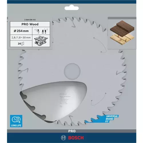 BOSCH Kotúč PRO Wood na drevo pre okružné píly, 254 x 2,8 x 30 mm (4)