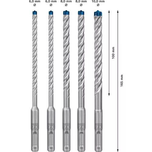 BOSCH Sada príklepových vrtákov EXPERT SDS plus-7X, 6/6/8/8/10 mm, 5 ks