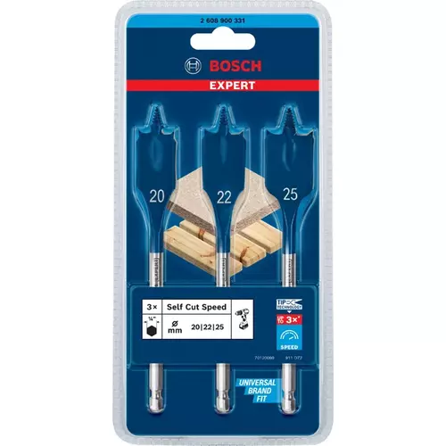 BOSCH Sada frézovacích vrtákov EXPERT Self Cut Speed, 20/22/25 mm, 3 ks (3)