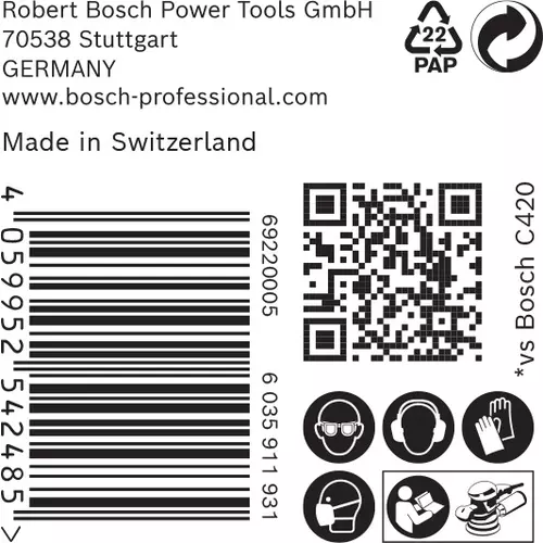 BOSCH Brúsny papier EXPERT C470 s 8 otvormi pre excentrické brúsky, 125 mm, zrnitosť 80, 50 ks (6)