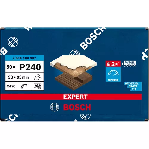 BOSCH Brúsny papier pre trojuholníkové brúsky EXPERT C470, 93 mm, zrnitosť 240, 50 ks (3)