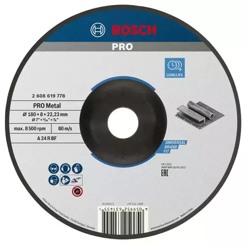 BOSCH Brúsny kotúč PRO Metal, 180 × 8 × 22,23 mm (4)