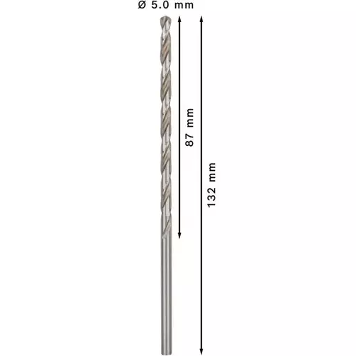 BOSCH Špirálový vrták PRE Metal HSS-G, dlhý, 5 × 87 × 132 mm, 5 ks