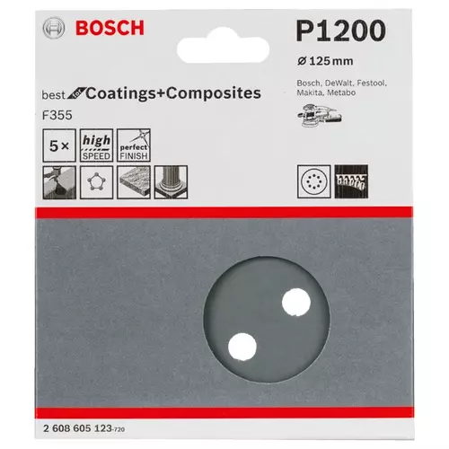 BOSCH Brúsny kotúč PRO F355, 125 mm, G1200, 5 ks (20)