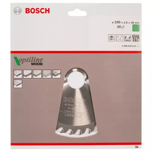 BOSCH Kotúč PRO Wood na drevo pre okružné píly, 190 x 2,6 x 30 mm (20)