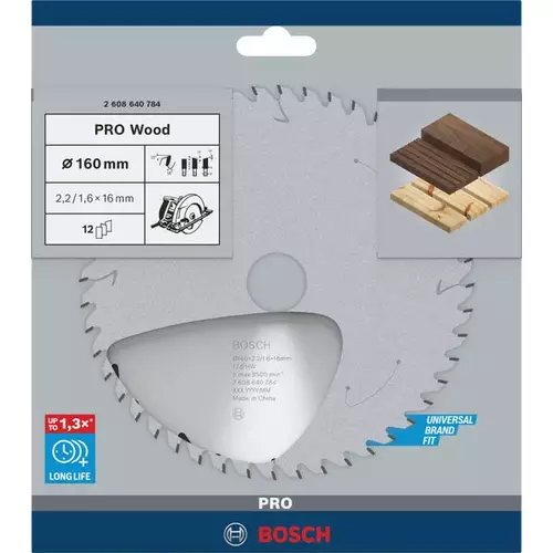 BOSCH Kotúč PRO Wood na drevo pre okružné píly, 160 x 2,2 x 16 mm (4)