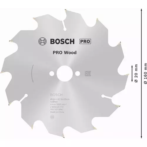 BOSCH Kotúč PRO Wood na drevo pre okružné píly, 160 x 2,6 x 20 mm (5)