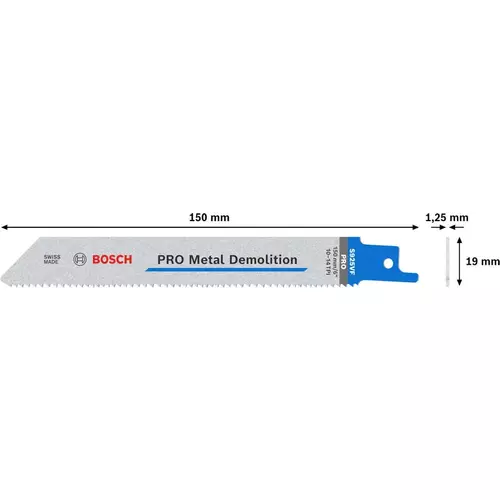 BOSCH Pílový list PRO Metal Demolition S 1125 VF, 1,25 x 19 x 225 mm, 5 ks