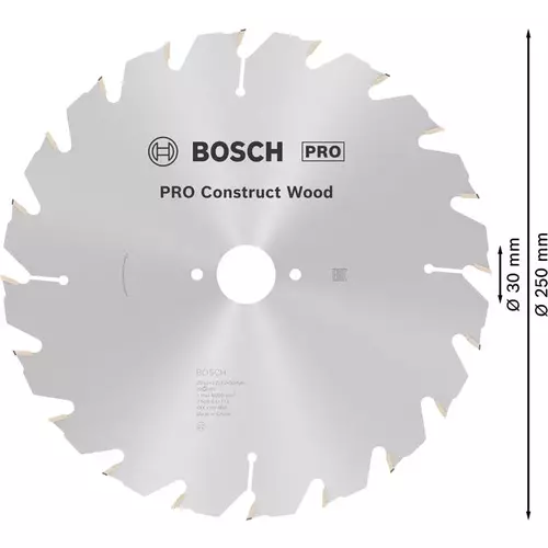 BOSCH Kotúč PRO Construct Wood na drevo pre okružné píly, 250 x 3,2 x 30 mm (5)