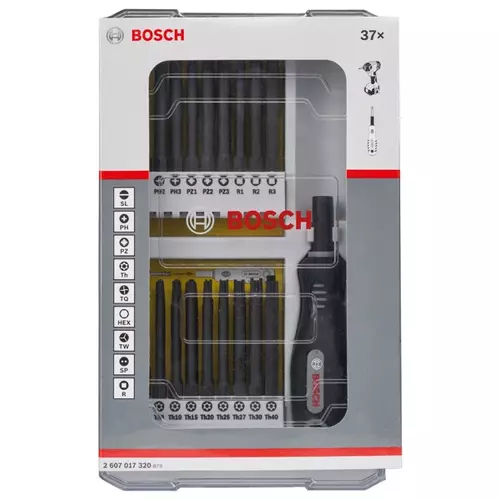 BOSCH 37-dielna sada skrutkovačov s rukoväťou PH, PZ, SL, TH, TQ, H, TW, SP, R a držiakom bitov (3)