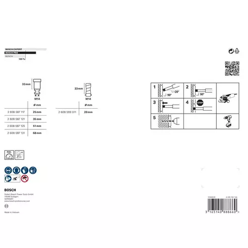 BOSCH Sada vŕtacích koruniek PRO Ceramic dry Core Cutter, 68 × 33, 51 × 33, 35 × 33, 25 × 33, 20 × 33 mm, 5 ks (2)