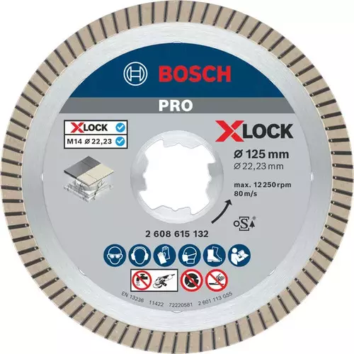 BOSCH Diamantový kotúč PRO Ceramic X-Lock, 125 x 22,23 mm, 22,23 mm (6)