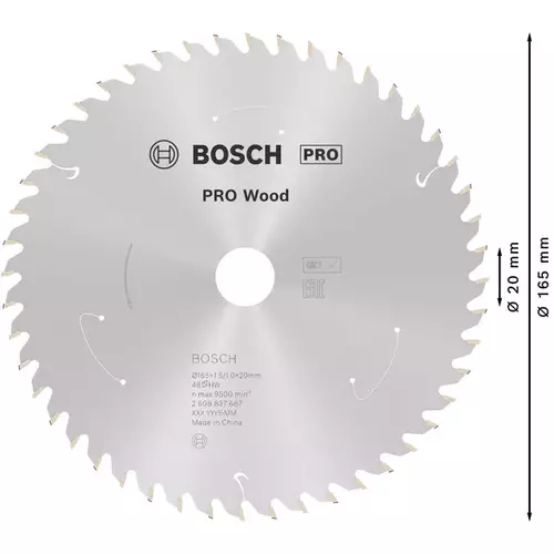 BOSCH Kotúč PRO Wood cordless na drevo pre akumulátorové okružné píly, 165 x 1,5 x 20 mm (5)