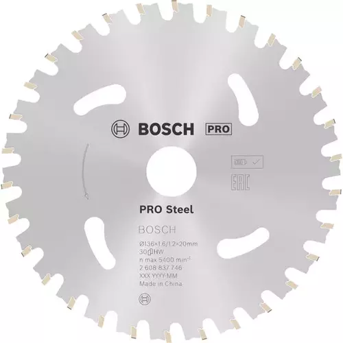 BOSCH Kotúč PRO Steel cordless na kov pre akumulátorové okružné píly, 136 x 1,6 x 20 mm (6)