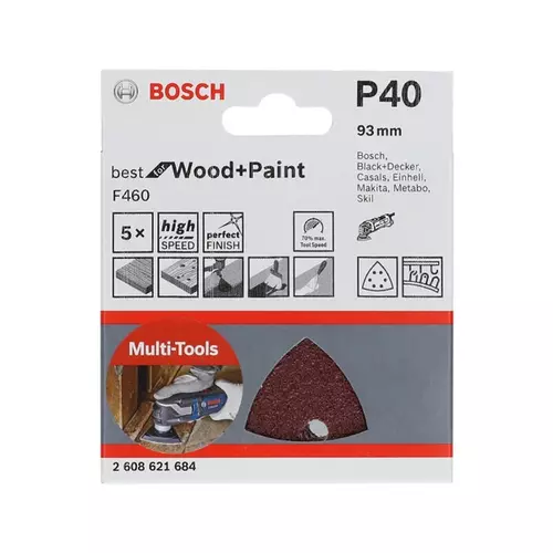 BOSCH Brúsny papier PRO F460, 93 × 93 mm, G40, 5 ks (21)