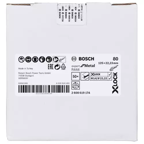 BOSCH Fibrové brúsne kotúče X-LOCK, Ø125 mm, G 80, R444, Expert for Metal, 1 ks (2)