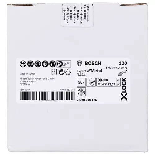 BOSCH Fibrové brúsne kotúče X-LOCK, Ø125 mm, G 100, R444, Expert for Metal, 1 ks (2)