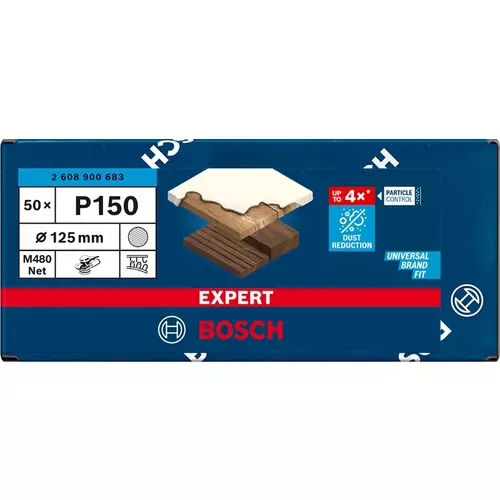 BOSCH Brúsny papier EXPERT M480 pre excentrické brúsky, 125 mm, zrnitosť 150, 50 ks (3)