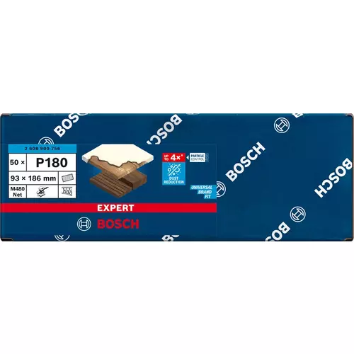 BOSCH Brúsny papier EXPERT M480 pre orbitálne brúsky, 93 x 186 mm, zrnitosť 180, 50 ks (3)