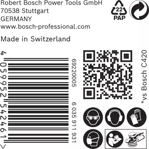 BOSCH Brúsny papier EXPERT C470 s 8 otvormi pre excentrické brúsky, 125 mm, zrnitosť 40, 50 ks (6)