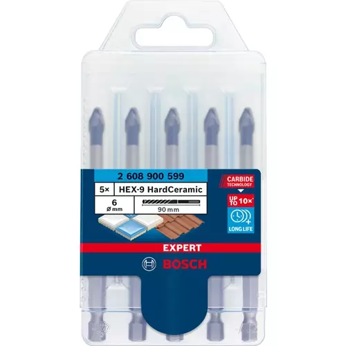 BOSCH 6-dielna sada vrtákov na strešnú krytinu EXPERT HEX-9 HardCeramic 5 mm (3)