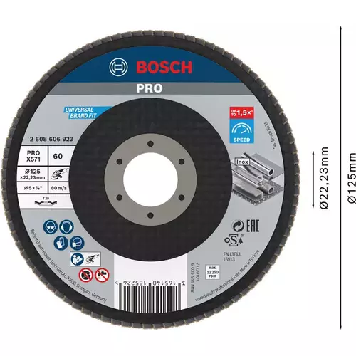 BOSCH Lamelový brúsny kotúč PRO X571, 125 mm, G60 (3)