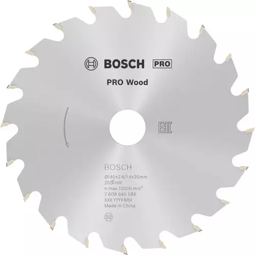 BOSCH Kotúč PRO Wood na drevo pre okružné píly, 140 x 2,4 x 20 mm (6)